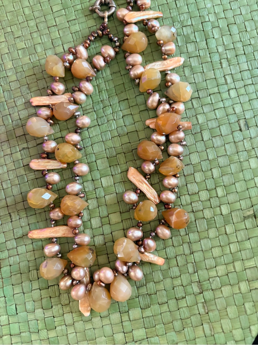 Handcrafted Yellow Agate and Fresh Water Pearl Necklace